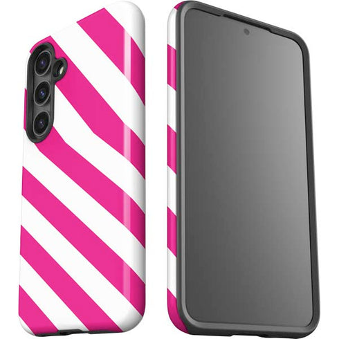 Pink and White Geometric Stripes Galaxy S25 Plus Impact Case